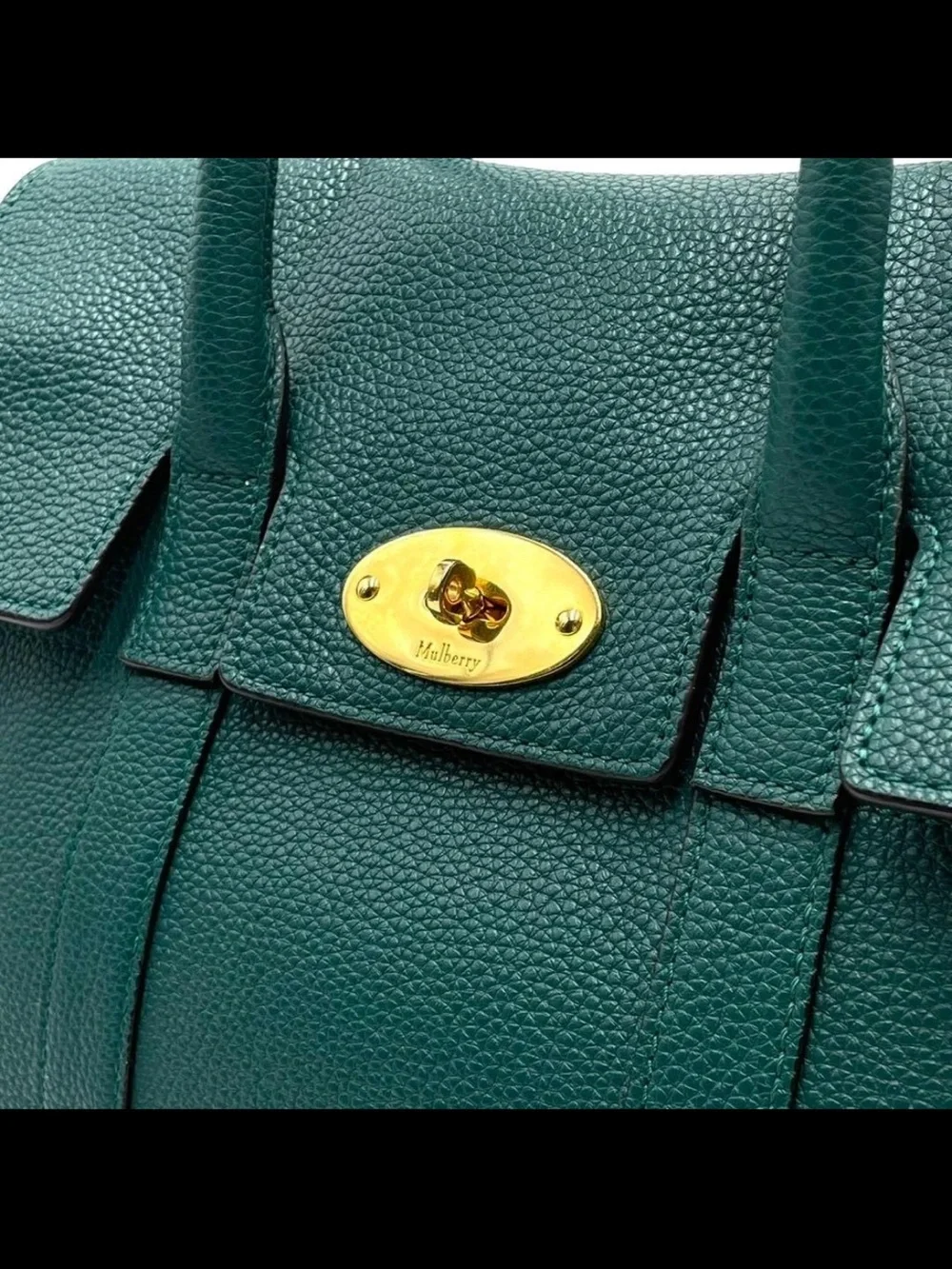 Mulberry Dark Green Leather Satchel with Shoulder Strap